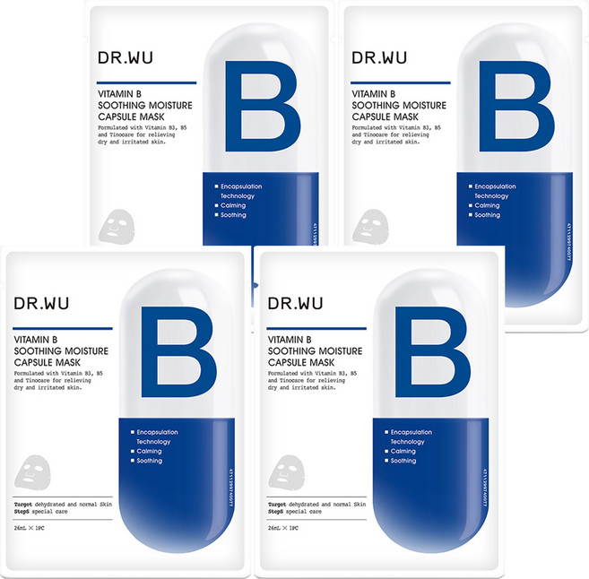 DR.WU 達爾膚 維他命B保濕舒緩膠囊面膜, 4片, 1組