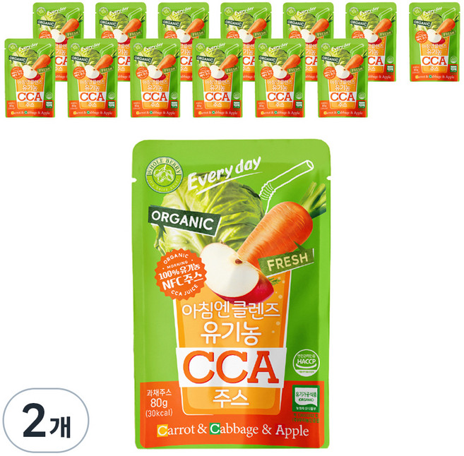 홀베리 아침엔 클렌즈 유기농 CCA 주스 14p, 80g, 28개