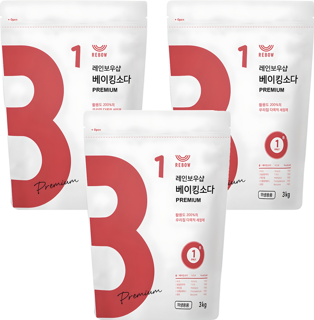 레인보우샵 베이킹소다 프리미엄, 3kg, 3개