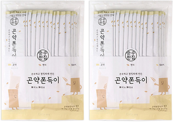 순수한집 곤약쫀드기 현미맛, 375g, 2개