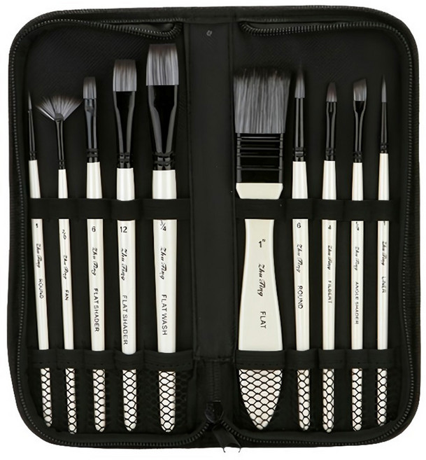 에덴스톨 수채화붓 그레이10pac+파우치, 9.9 x 23.2 cm, 1세트