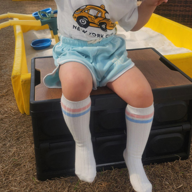 비엔베뉴 아동용 통기성 맘스메이드 배색 비치프린트 핫 져지 팬츠 4807