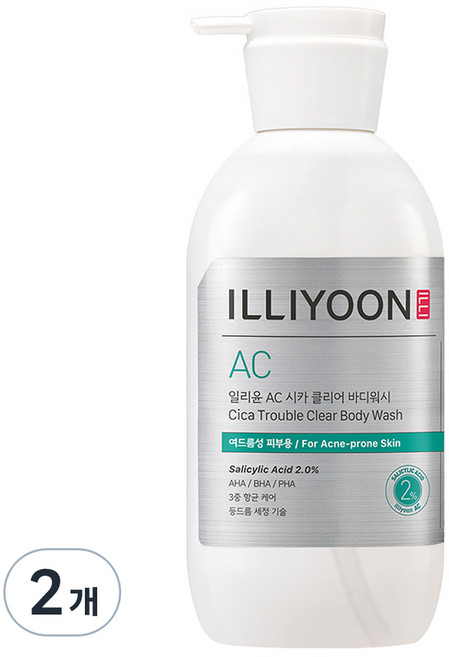 일리윤 AC 시카 클리어 바디워시, 2개, 400ml