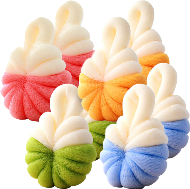 리브모어 저자극 투톤 버블 클린 소프트 샤워볼 세트, 혼합색상, 4개입, 2세트