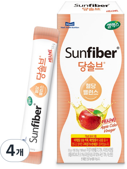 Selex Sunfiber蘋果醋膳食纖維複合沖泡粉包 10條入, 55g, 4盒