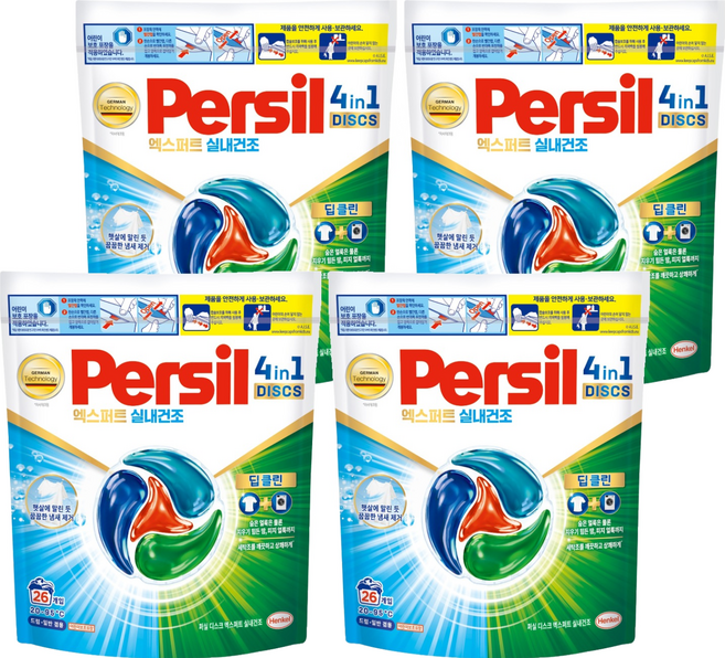 퍼실 디스크 엑스퍼트 실내건조 캡슐세제, 26개입, 4개