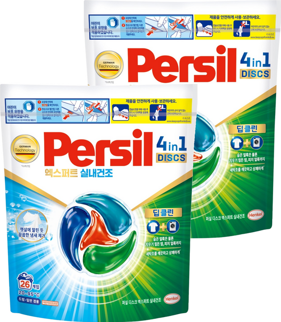 퍼실 디스크 엑스퍼트 실내건조 파우치, 26개입, 2개