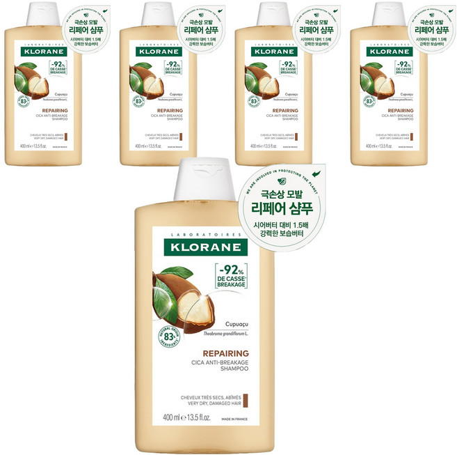 클로란 쿠푸아수버터 리페어링 극손상모 샴푸, 400ml, 5개