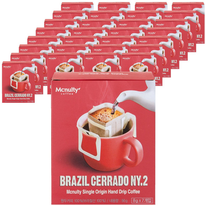 맥널티커피 브라질 세라도 NY2 핸드드립 원두커피, 8g, 7개입, 6개