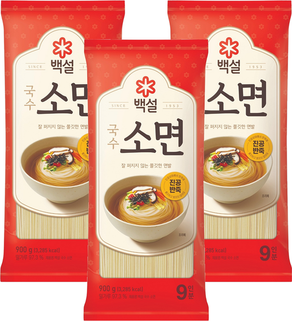 백설 소면, 900g, 3개