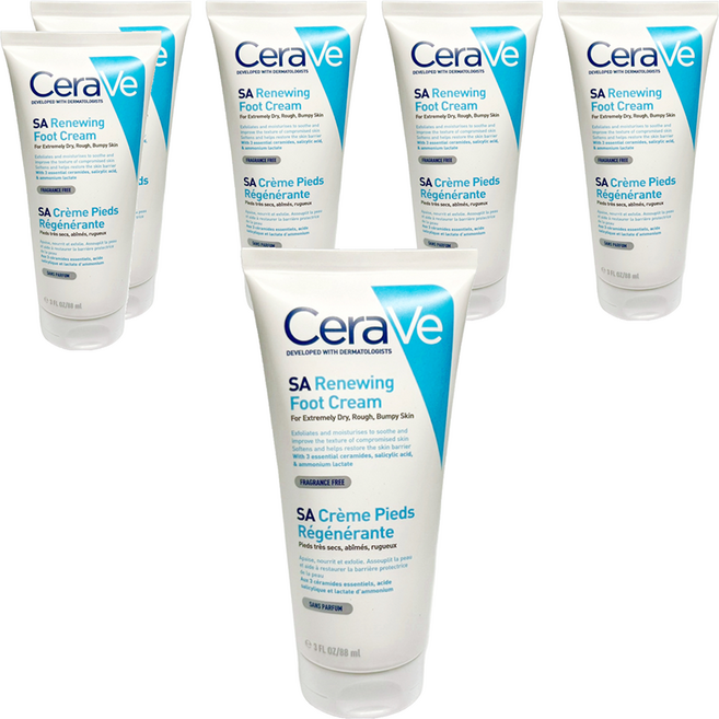 CeraVe 適樂膚 SA Renewing Foot Cream B3水楊酸煥膚修護美體霜, 88ml, 6條