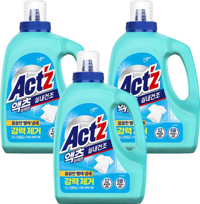 액츠 퍼펙트 실내건조 드럼용 프레시 플로럴향 액상세제 본품, 3.2L, 1개입, 3개