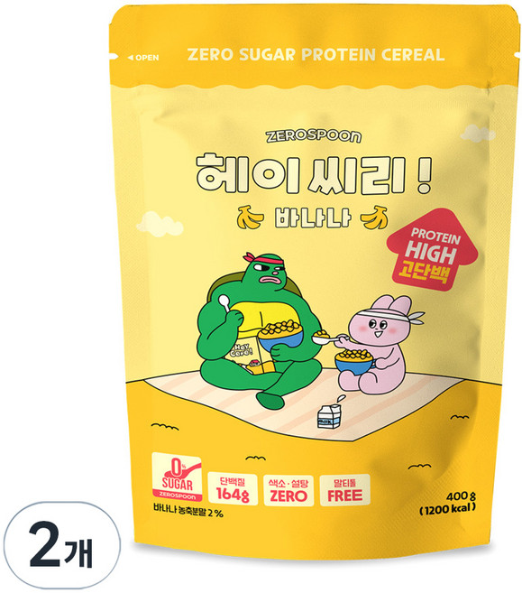 헤이씨리 무설탕 프로틴 그래놀라시리얼 바나나, 400g, 2개