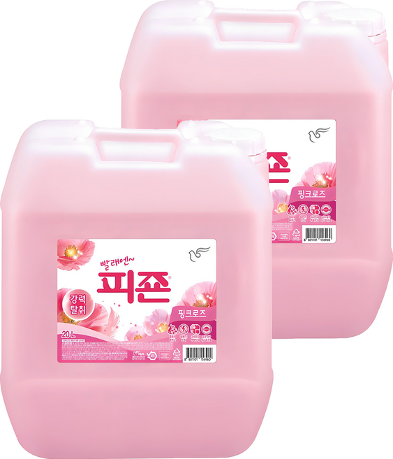 피죤 레귤러 섬유유연제 핑크로즈 본품, 20L, 2개