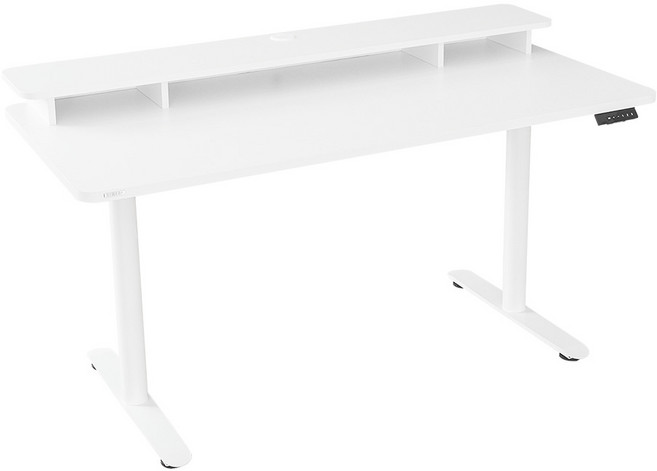 덱스탑 스마트 모션데스크 D5 책상 방문설치, 화이트(프레임), 크림화이트(상판)