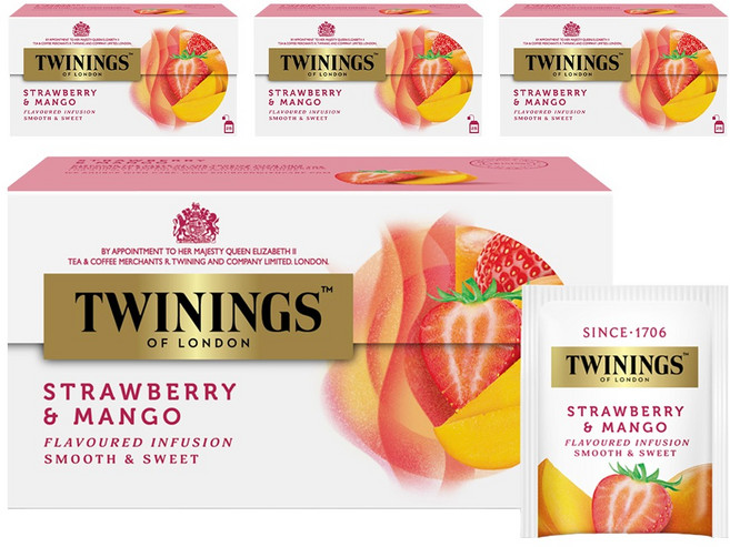 트와이닝 딸기 & 망고 티백, 2g, 25개입, 4개