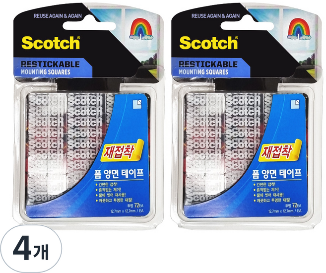3M Scotch 可重複黏貼雙面膠帶 R103, 4個