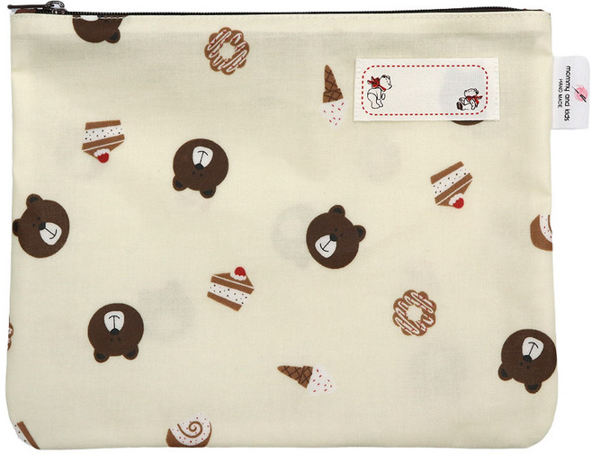 슈슈룸 아동용 어린이집 방수 수건 파우치, 곰아이보리