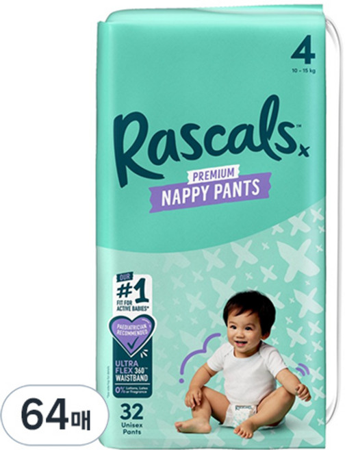 라스칼프렌즈 프리미엄 팬티형 기저귀 남여공용, 4단계, 64매
