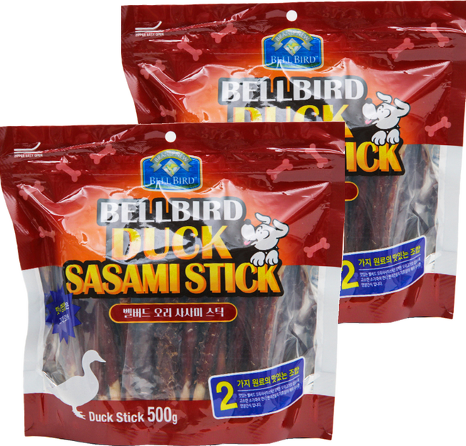 벨버드 강아지 사사미 스틱, 오리, 500g, 2개
