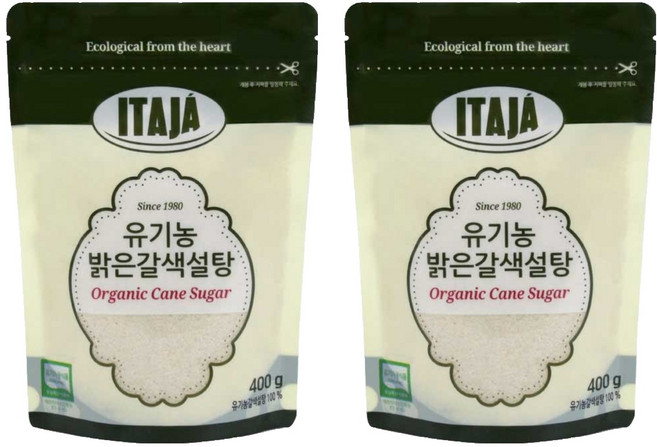 이타자 유기농 밝은갈색설탕, 400g, 2개