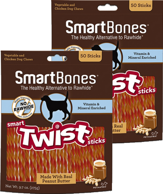 스마트본 트위스트 스틱 강아지 간식 50p, 피넛버터, 275g, 2개