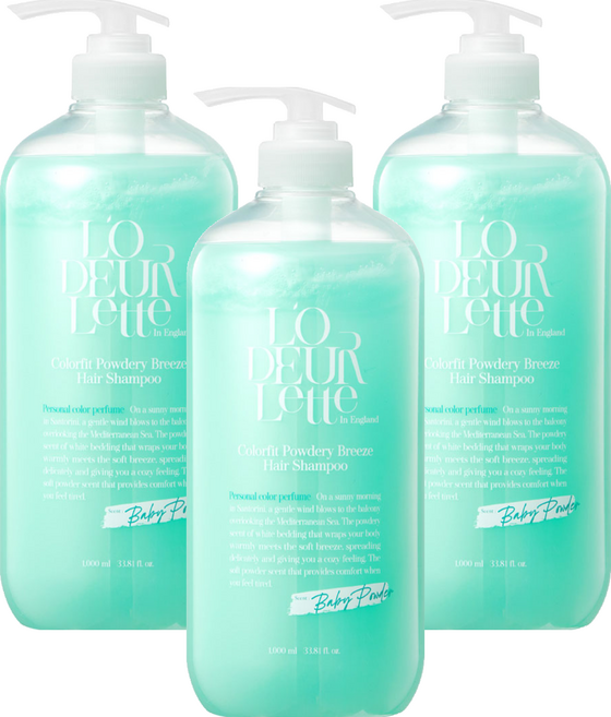 로더렛 인 잉글랜드 컬러핏 샴푸 베이비파우더향, 1L, 3개