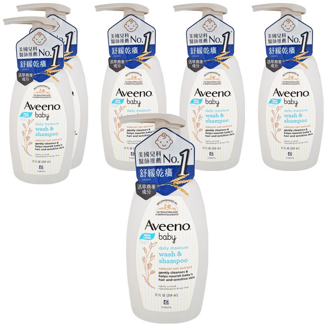 Aveeno baby 嬰兒燕麥沐浴洗髮露, 354ml, 6瓶