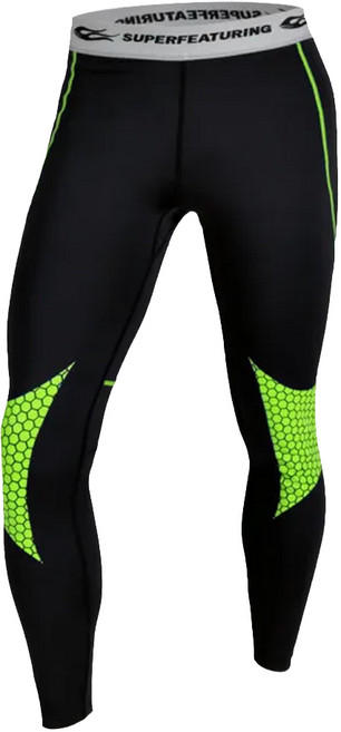 SUPERFEATURING 專業跑步三鐵Hicolor運動壓縮緊身褲 M, 亮綠色