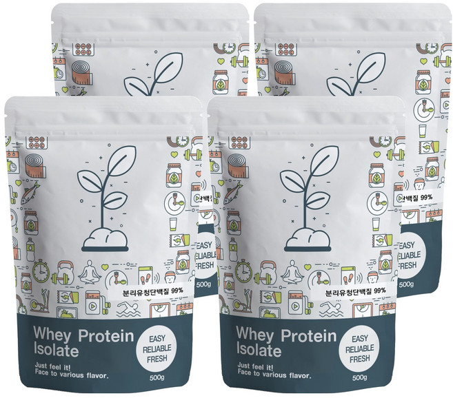 푸른빈 WPI 분리유청단백질 분말 가루, 500g, 4개