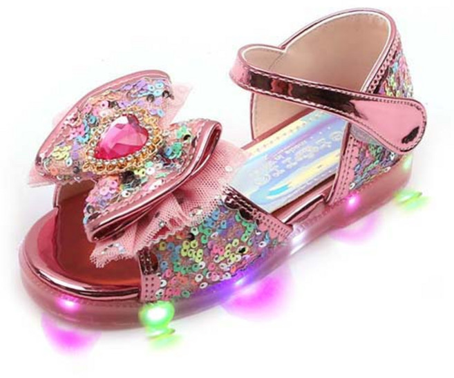 루루슈 여아용 AD 핑크펄 라이팅 샌들 BY136
