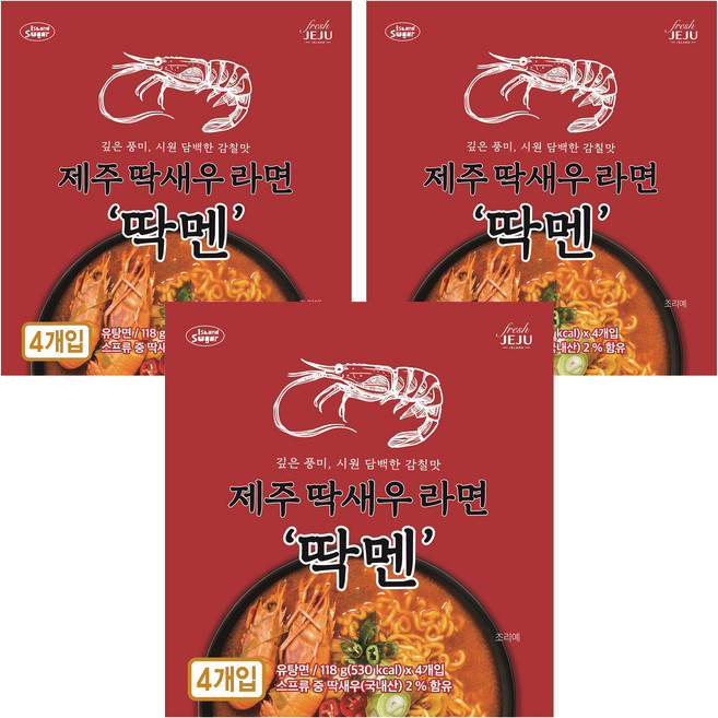 컬러슈가 제주딱새우라면 딱멘 118g, 12개