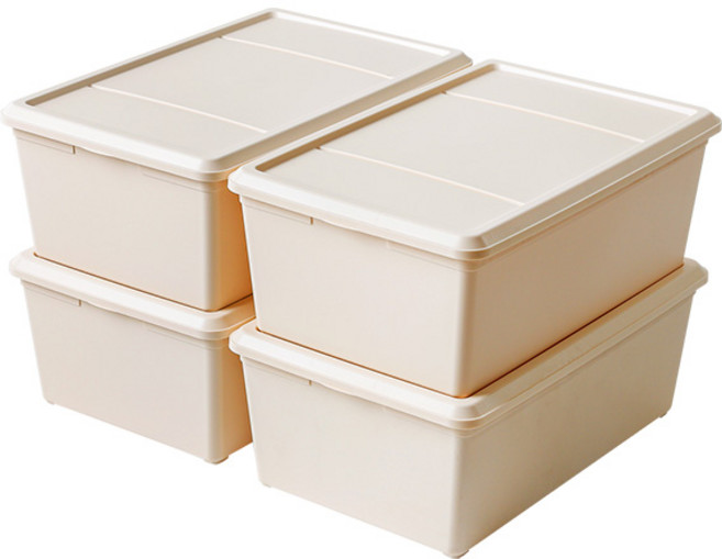 아이리스 쁘띠 컬러 리빙박스, 아이보리, 12L, 4개