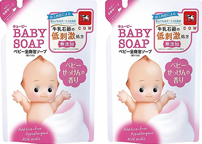 COW STYLE 牛乳石鹼 嬰兒全身用泡泡沐浴乳補充包 皂香, 350ml, 2包