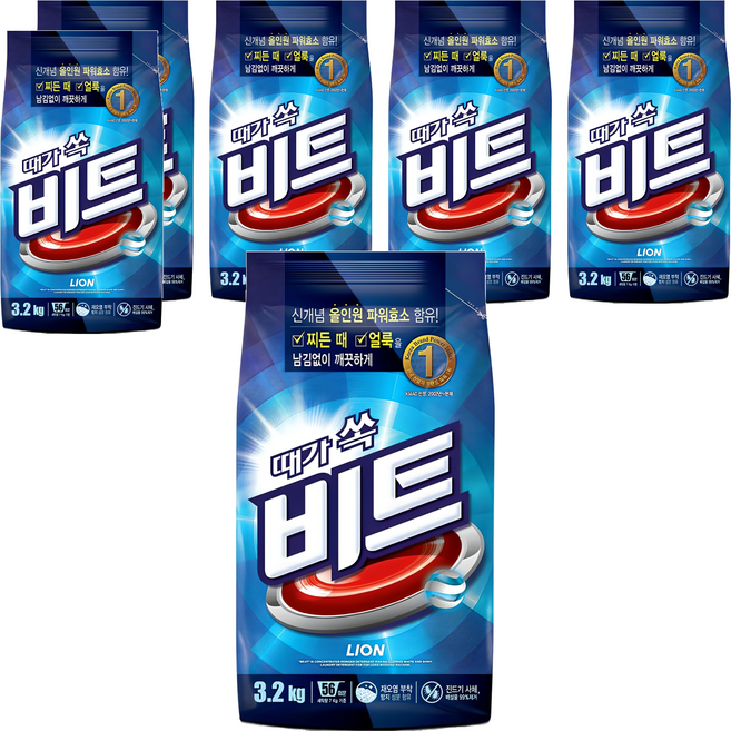 비트 분말세제 일반용 본품, 3.2kg, 1개입, 6개