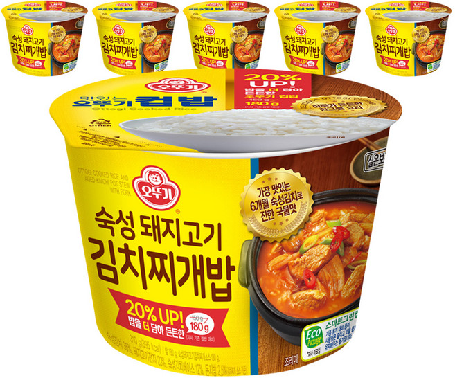오뚜기 컵밥 숙성돼지고기 김치찌개밥, 6개, 310g