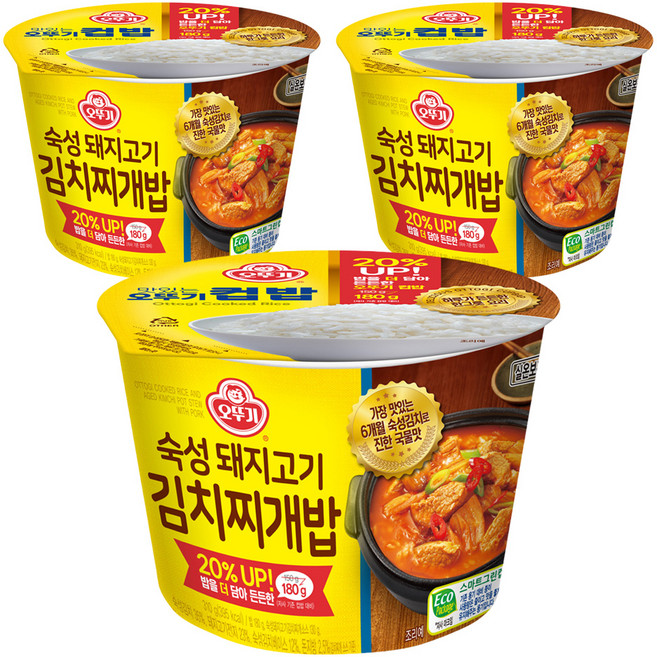 오뚜기 컵밥 숙성돼지고기 김치찌개밥, 3개, 310g