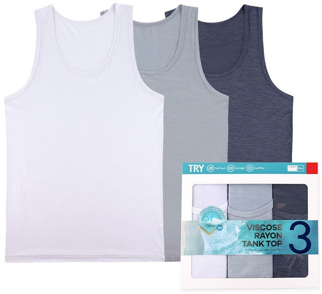 트라이 남성용 인견 런닝 3종 세트 TNMRN02