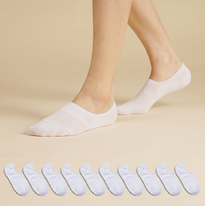 삭피엔스 여성용 벗겨지지 않는 발등 덮는 페이크삭스 10켤레