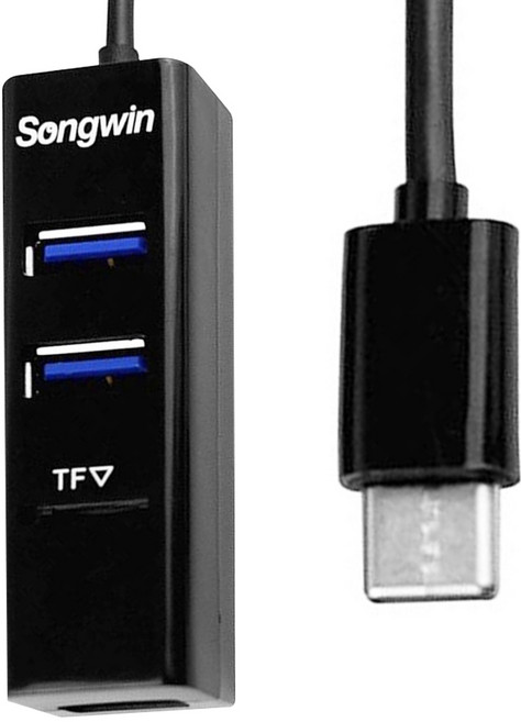 Songwin 尚之宇 TYPE C 二合一讀卡集線器 6 x 2.6 x 2.6cm 19g, 黑色, 1個