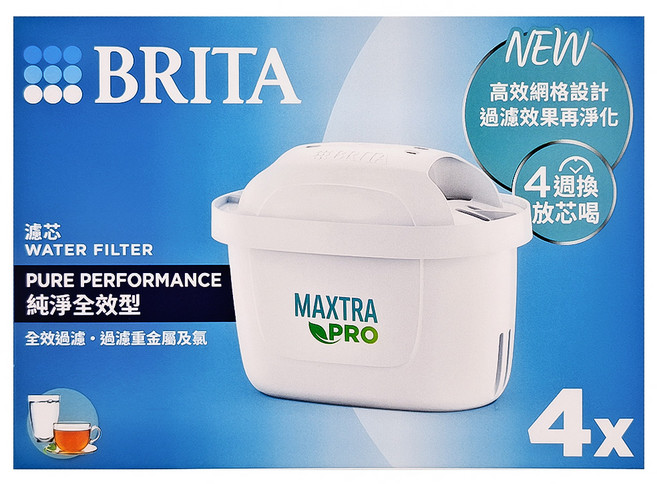 BRITA 台灣公司貨 MAXTRA PRO濾芯 純淨全效型, 白色, 4個