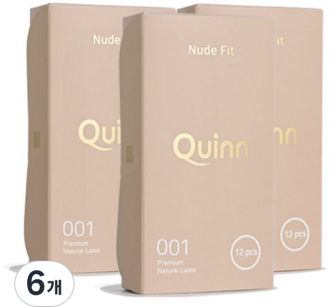 Quinn 001 누드핏 무꼭지형 일반형 콘돔, 12개입, 6개