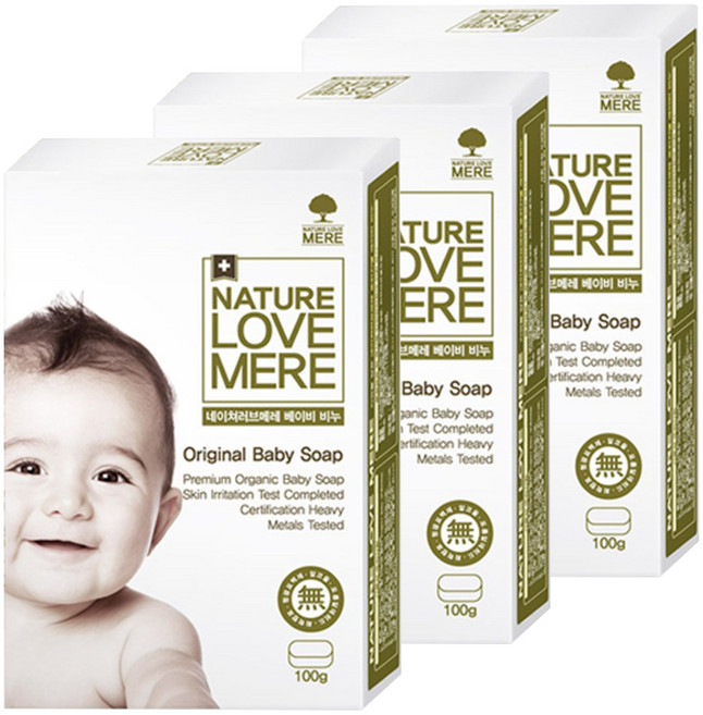 네이쳐러브메레 오리지널 베이비 비누, 100g, 3개