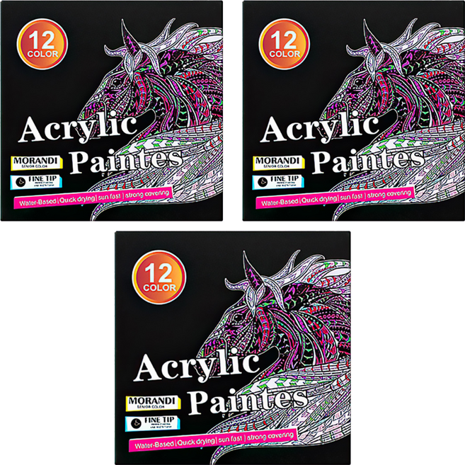 上手家居 莫蘭迪色丙烯馬克筆 色彩柔和 DIY手工藝品製作, 3盒, 12色
