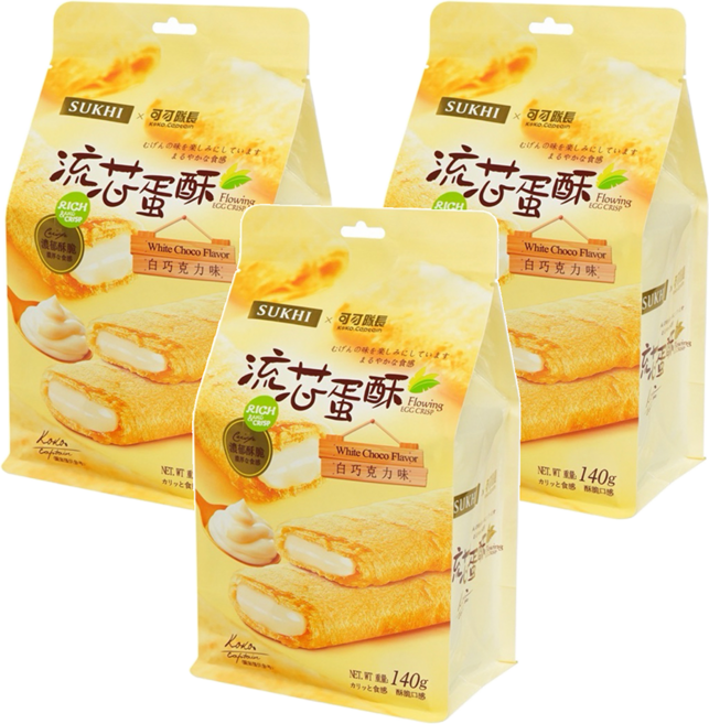 SUKHI 巧戀流芯蛋酥 白巧克力, 140g, 3袋