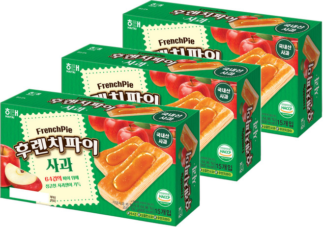 해태제과 사과 후렌치파이, 192g, 3개
