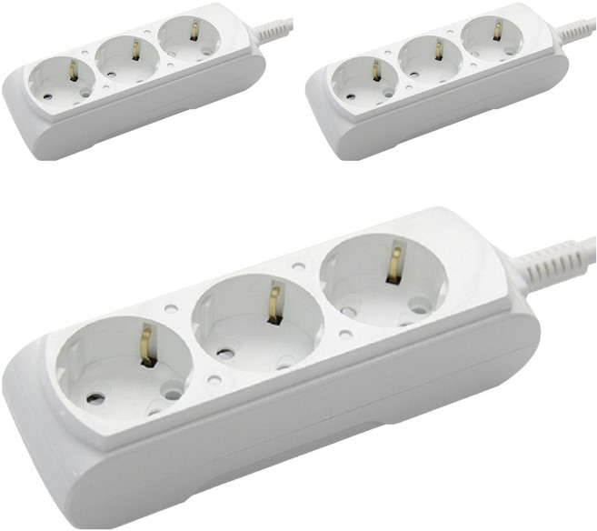 거성산업 접지형 3구 멀티탭 16A + 안전커버 2p, 멀티탭단일색상 + 안전커버랜덤발송, 3세트, 2.5m