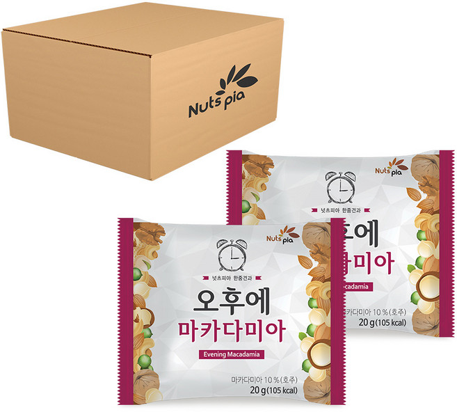 넛츠피아 오후에 마카다미아 하루견과, 20g, 60개