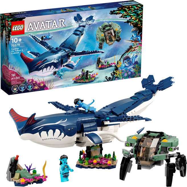 LEGO 樂高 阿凡達 套裝 75579 10歲以上, 圖肯鯨帕雅坎+蟹形潛水器 多色, 1盒