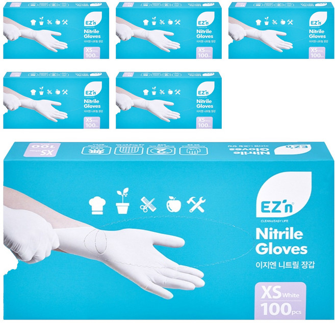 EZ'n 合成橡膠手套 白色 100入, 迷你 XS, 6盒
